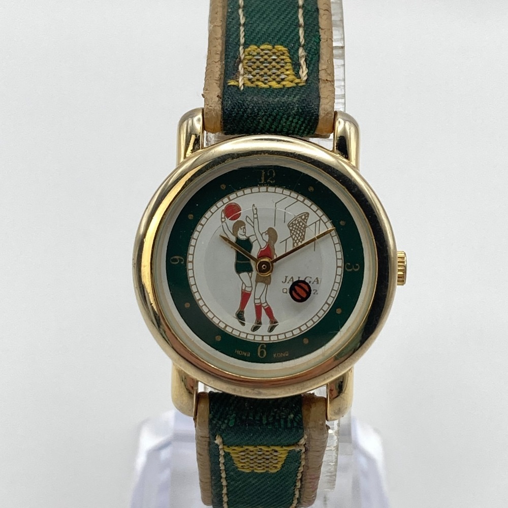 Vintage Jalga Women's Watch Basketball Gold Tone Rotating Ball New Battery SMALL